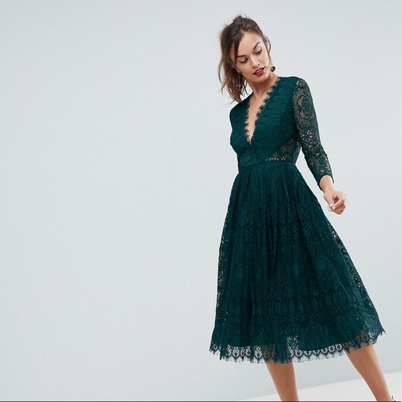 green midi prom dress